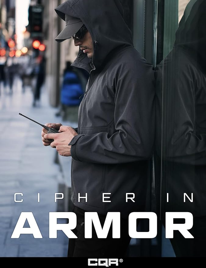CQR Men's Tactical Softshell Jacket, Winter Warm Fleece Lined Coat, Water Resistant Outdoor Hunting Hiking Rain Windbreaker