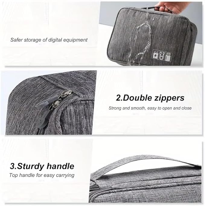Portable travel cable storage bag digital electronic organizer case Storage Bag Waterproof Digital Electronic Organizer Pack Of 1 (Navy, 1Layer(24.5x10x18cm))