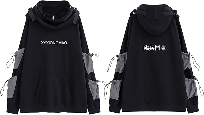 XYXIONGMAO Streetwear Techwear Hoodie Tactical Mens Black Urban Hip Hop Japanese Sweatshirt