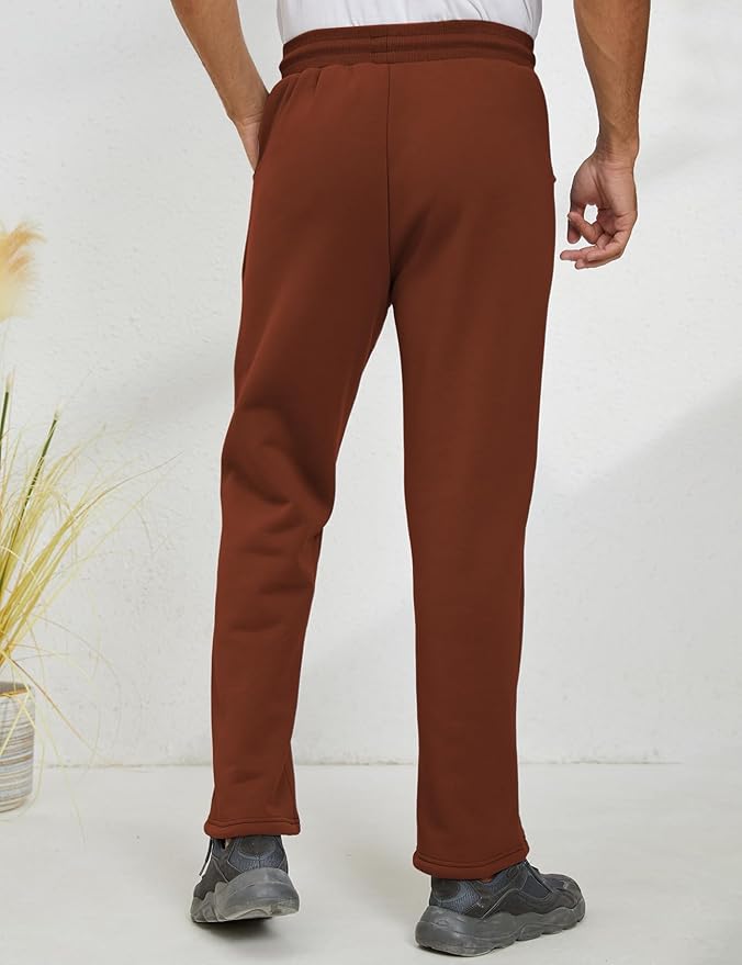 Gihuo Men's Winter Fleece Pants Sherpa Lined Sweatpants Active Running Jogger Pants