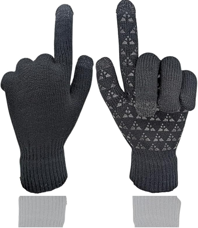 CozyTouch Winter Gloves, Touch Screen Compatible, Thermal Soft Knit Lining, 2 Pair Pack (Grey/Black)