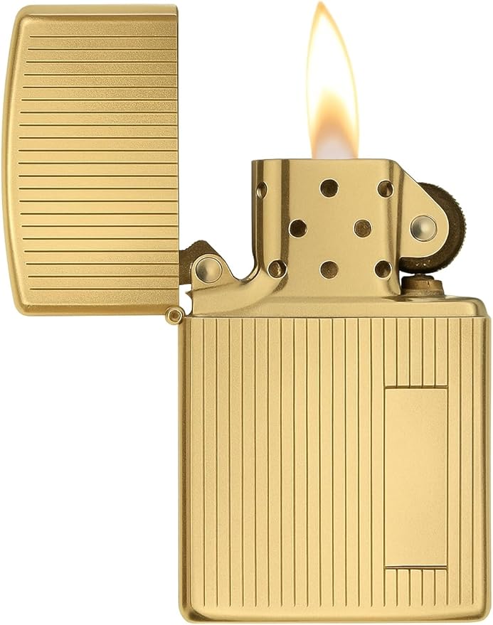 Personalized The Striped Design ZIPPO Lighter - Free Engraving - Christmas, Halloween & Valentines Day Gift (Gold)