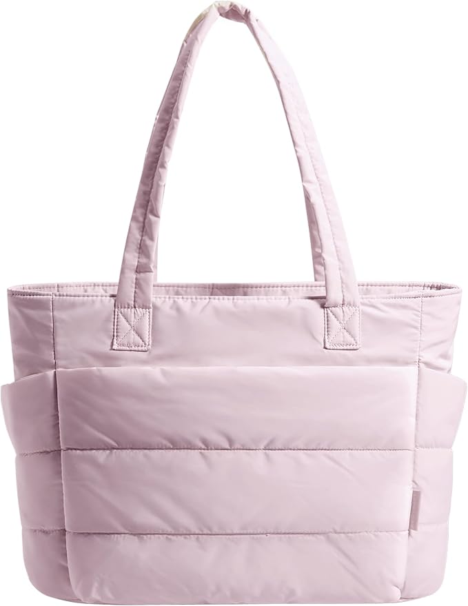 BAGSMART Tote Bag for Women, Lightweight Puffy Tote Bag with Compartments Shoulder Bag Handbag for Travel, Work, Gym | Puffy, Lightweight, for Travel, Quilted, Tote Bag with Compartments, Work