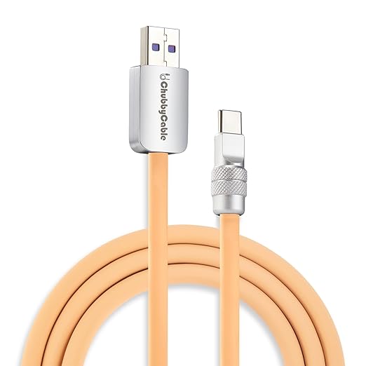 chubbycable Chubby 2.0 USB C 120W Fast Charging Cable Silicone Soft Durable USB C Cable Extra Thick Charger Cord Compatible with iPhone 17-15 Series iPad, Desert, USB-A to Type-C, 4.9FT