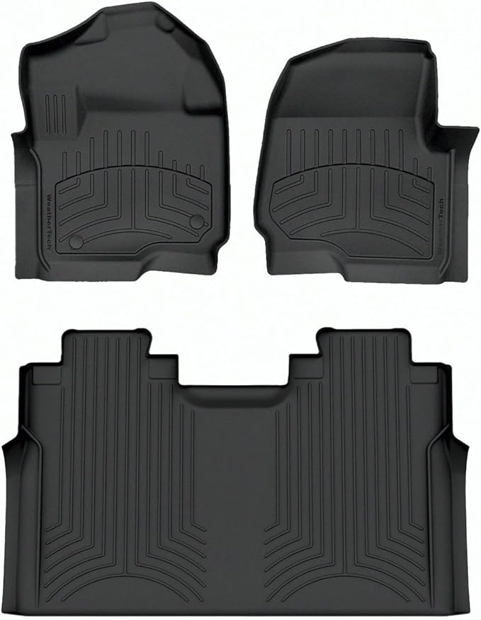 WeatherTech FloorLiner HP Custom Fit Floor Mats for Ford Super Duty - 1st & 2nd Row (4410121IM-446974IM), Black