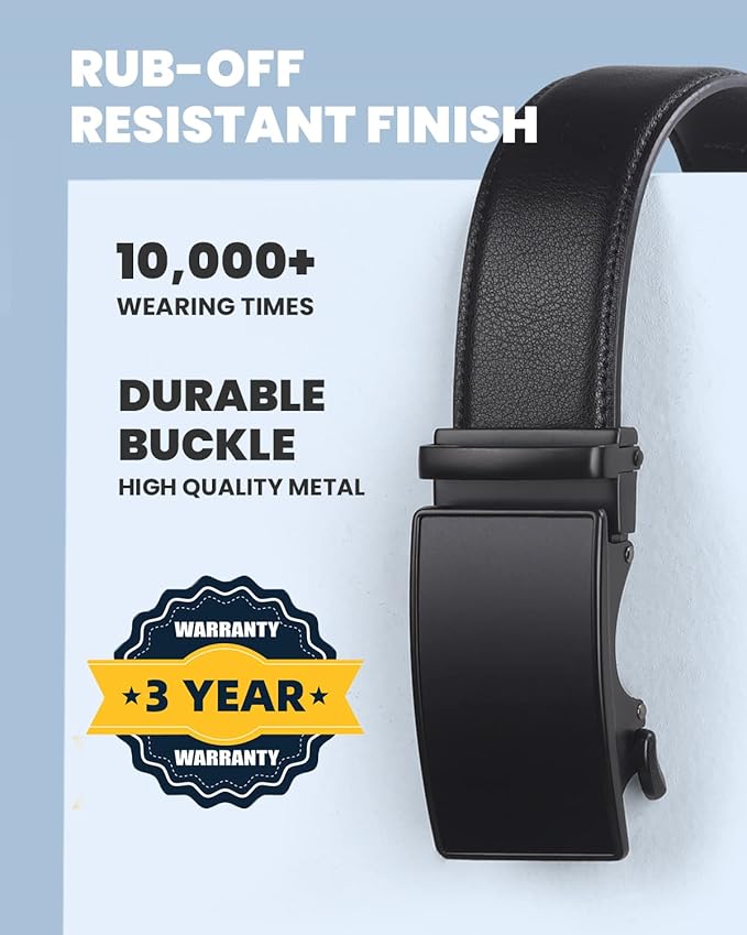 Zitahli Belt Men, Ratchet Belt Dress with 1 3/8" Premium Leather,Slide Belt with Easier Adjustable Automatic Buckle