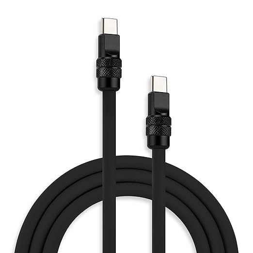 chubbycable Chubby 2.0 USB C 240W Fast Charging Cable Silicone Soft Durable USB C Cable Extra Thick Charger Cord Compatible with iPhone 17-15 Series iPad, Black+Black, Type-C to Type-C, 16.4FT