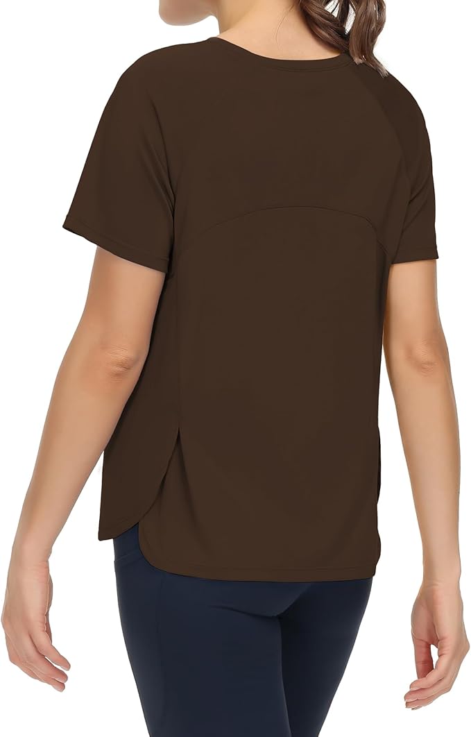 THE GYM PEOPLE Women's Short Sleeve Workout Shirts Breathable Yoga T-Shirts with Side Slits Athletic Tee Tops