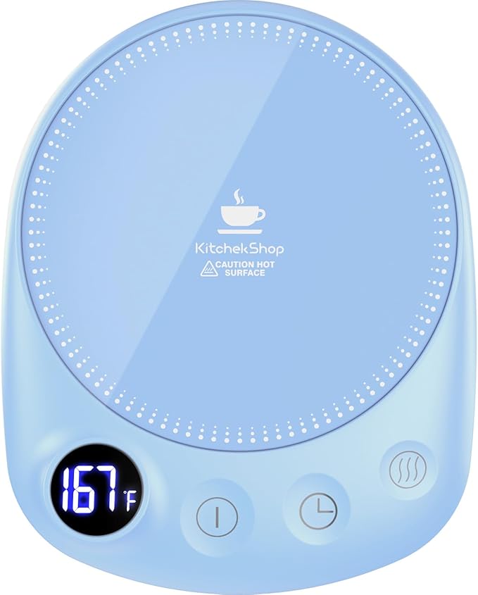 Coffee Mug Warmer - Fastest Heating & Highest Temperature, Coffee Cup Warmer for Desk Auto Shut Off, 4 Temp Settings & 1-12H Timer, Smart Electric Beverage Warmer for Coffee, Tea (Blue)