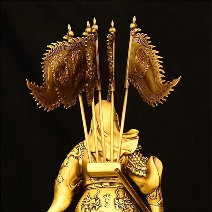 burid Pure Copper Chinese Feng Shui Guan Gong Statue God of Wealth Home and Office Decoration Wu God of Wealth Guan Yu Statue Best Furnishings Gifts, 14*12*33CM，2.0KG