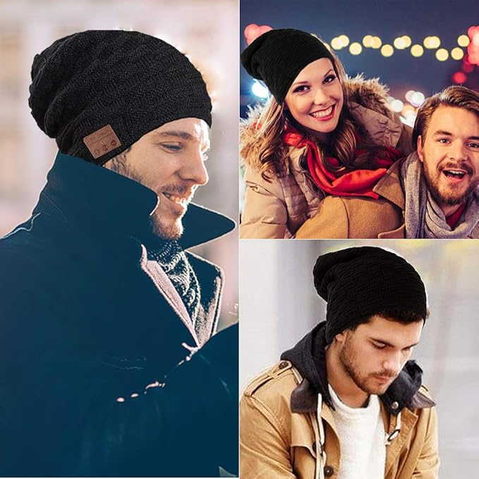 Bluetooth Beanie For Women Men Wireless Hat with Headphones Music Winter Hats Smart Beanies Headset Warm Musical Headphone with Built-in Mic Handsfree for Skiing Skateboarding Jogging Boys Girls
