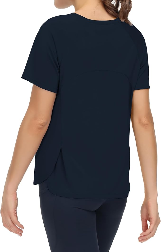 THE GYM PEOPLE Women's Short Sleeve Workout Shirts Breathable Yoga T-Shirts with Side Slits Athletic Tee Tops
