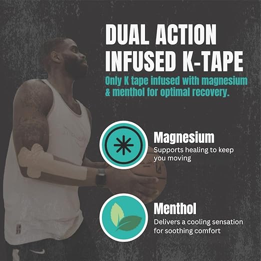 Heali Kinesiology Tape with Magnesium and Menthol, 3-Pack of 20 Pcs Precut Strips, K Tape Roll, Knees, Physical Therapy Sports Tape for Muscles and Joints, Water Resistant, Beige Inspiration