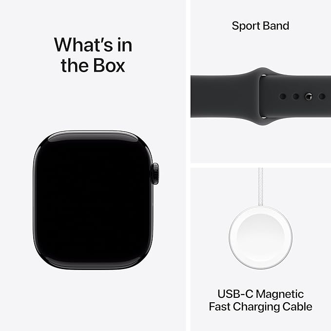 Apple Watch Series 11 [GPS + Cellular 46mm] Smartwatch with Jet Black Aluminum Case with Black Sport Band - M/L. Sleep Score, Fitness Tracker, Health Monitoring, Always-On Display, Water Resistant