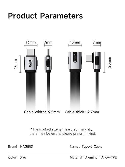 Hagibis USB4 Cable, 80Gbps Data Transfer, 240W Fast Charging USB-C Cable, 8K@60Hz USB 4 V2.0 Short Cable for iPhone 17 16 15 Pro Max, iPad Pro, Thunderbolt 5/4 (Vertical 90 Degree, 0.5FT)