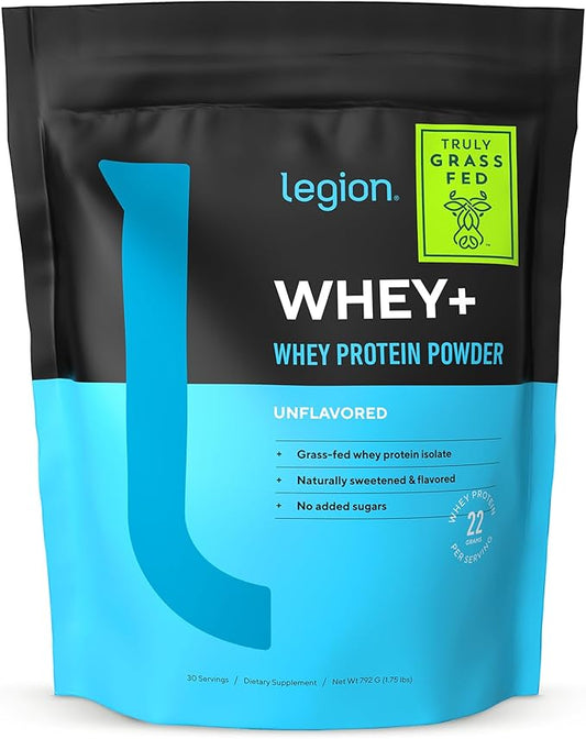 LEGION Whey+ Protein Whey Isolate from Grass Fed Cows - Whey Protein Isolate Powder Low Calorie, Non-GMO, Sugar Free, Lactose and Gluten Free, All Natural Protein Powder for Men & Women, 30 Servings…