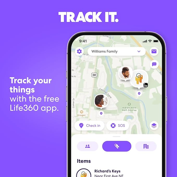 Tile by Life360 Mate - Bluetooth Tracker, Keys Finder and Item Locator for Keys, Bags and More. Phone Finder. Both iOS and Android Compatible. 4-Pack (Black)