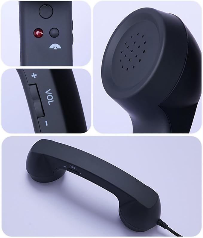 Retro Phone Handset, Plugs Play Type C Telephone Receiver Styles Cord Speakers with Dedicated Answer/End Keys, for Cell Mobile Video Conferences, Calls, Meetings