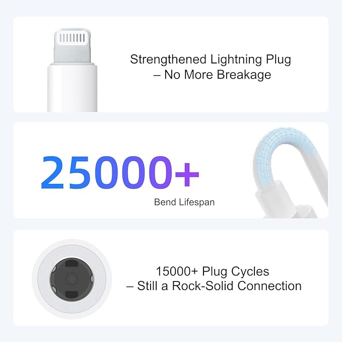 Lightning to 3.5mm Headphone Adapter for iPhone - 2 Pack Hi-Fi iPhone Aux Adapter Converter Jack Dongle Audio Cord for Apple iPhone 14 13 12 11 X XS White - with Microphone