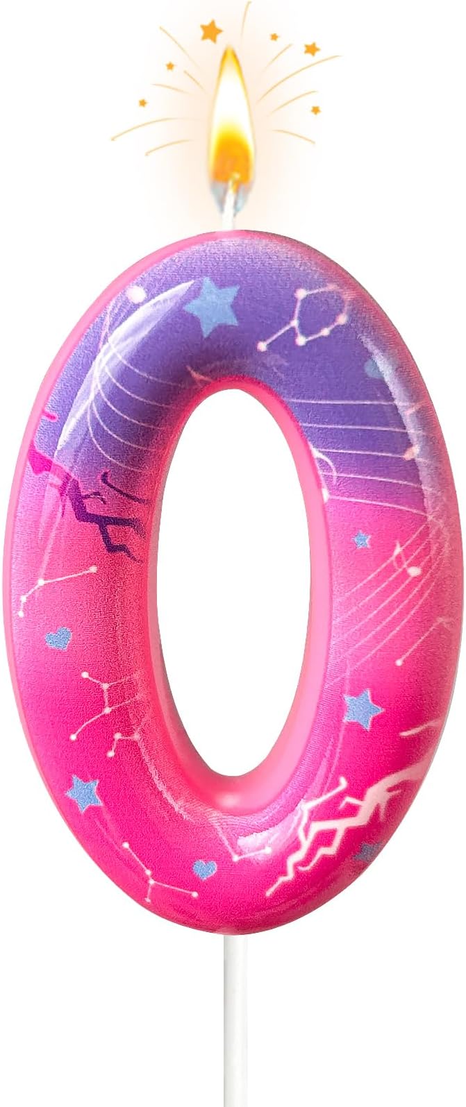 Lurevian K-pop Pink Purple Number Birthday Candle – Trendy Cake Decoration for Themed Parties, Sparkly Gradient Cake Topper for Girls Birthday Party Decoration for Teens（Number 0）