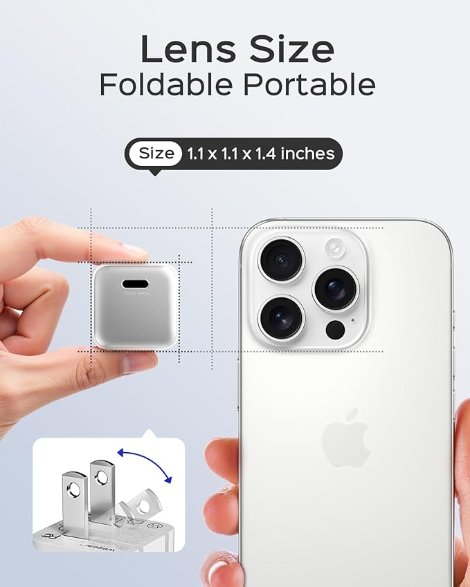 30W Compact Wall Charger, USB C Charger Block with GaN III Tech, PD3.0 PPS QC4.0 Fast Foldable Power Adapter for iPhone 16 15, Galaxy, Pixel, iPad, AirPods,MacBook Air