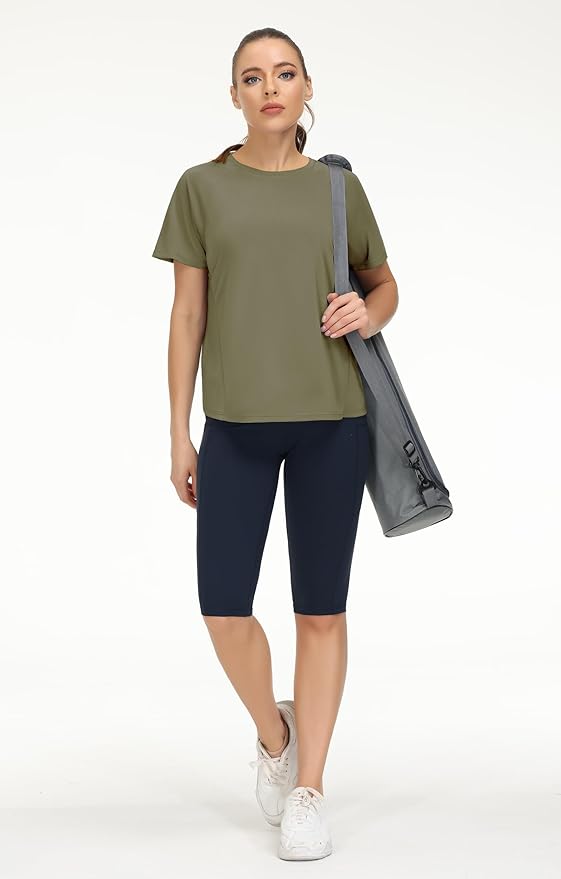 THE GYM PEOPLE Women's Short Sleeve Workout Shirts Breathable Yoga T-Shirts with Side Slits Athletic Tee Tops