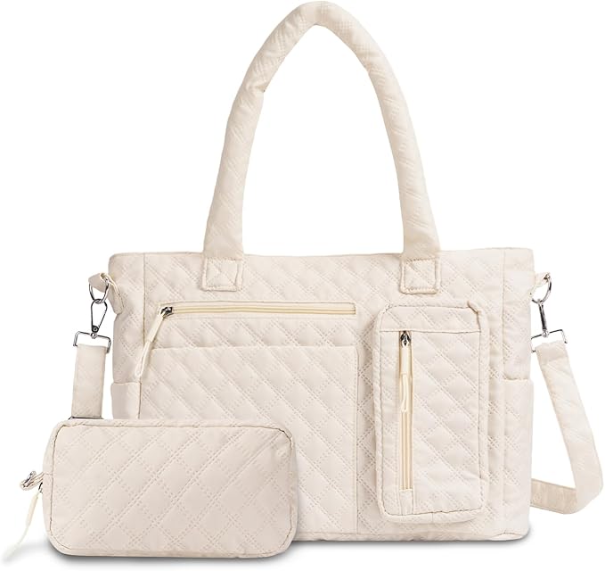 Tote Bag for Women Purses and Weekender Bags Quilted Shoulder Bags 2PCS with Zipper