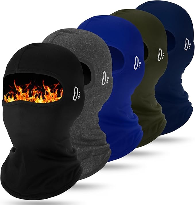 Suhine 5 Pcs Winter Balaclava Ski Mask Windproof Thermal Full Face Mask Cold Weather Balaclava with Reflective Stripe