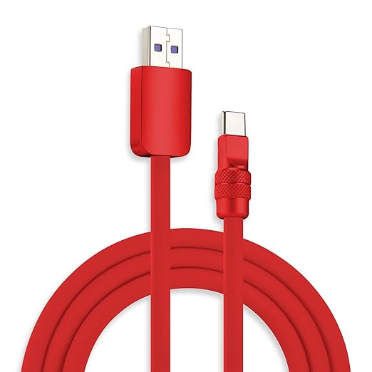 chubbycable Chubby 2.0 USB C 120W Fast Charging Cable Silicone Soft Durable USB C Cable Extra Thick Charger Cord Compatible with iPhone 17-15 Series iPad, Red+Red, USB-A to Type-C, 4.9FT