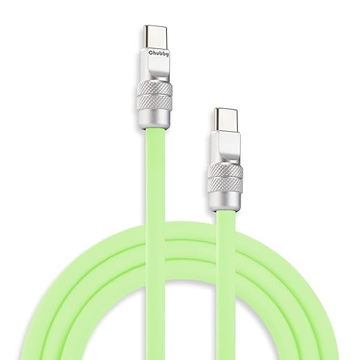 chubbycable Chubby 2.0 USB C 240W Fast Charging Cable Silicone Soft Durable USB C Cable Extra Thick Charger Cord Compatible with iPhone 17-15 Series iPad, Mint Green, Type-C to Type-C, 13.1FT