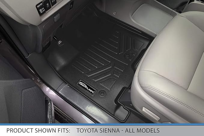 SMARTLINER Custom Fit Floor Mats 2 Row Liner Set for 2013-2020 Toyota Sienna