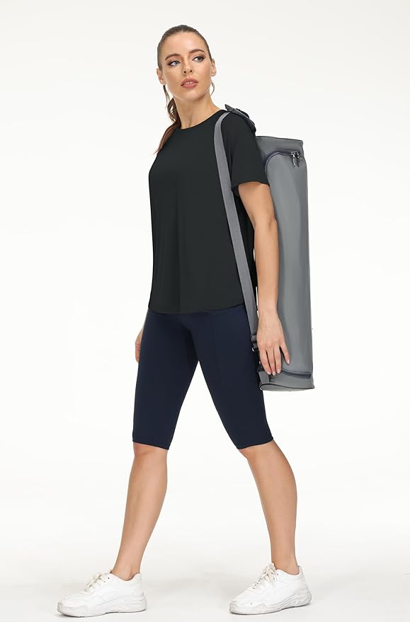 THE GYM PEOPLE Women's Short Sleeve Workout Shirts Breathable Yoga T-Shirts with Side Slits Athletic Tee Tops