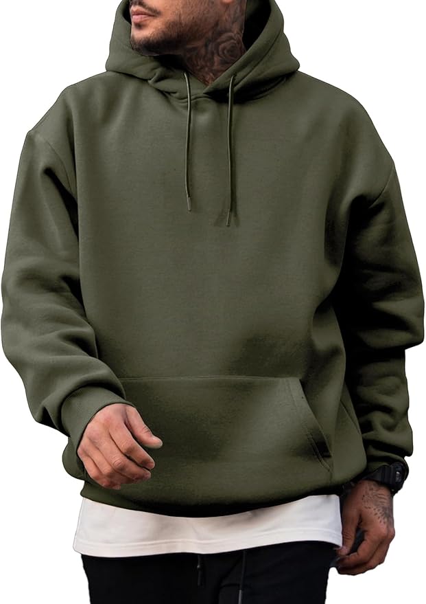 JMIERR Mens Casual Cotton Hooded Collar Drawstring Hoodies Pullover Sweatshirts Casual Long Sleeve Shirts