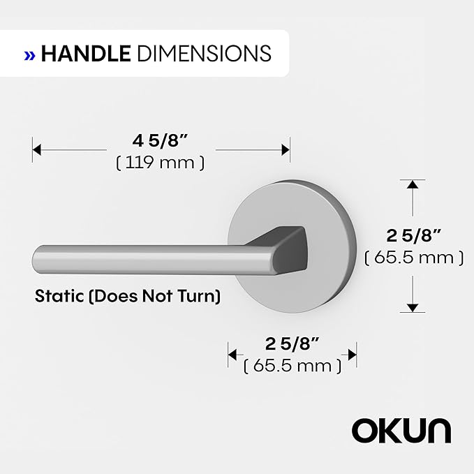 Okun Brio Dummy Door Handle – 1 Pack, Reversible, Non-Turning Lever for Closet, Pantry, or Hallway Doors – Chrome Finish