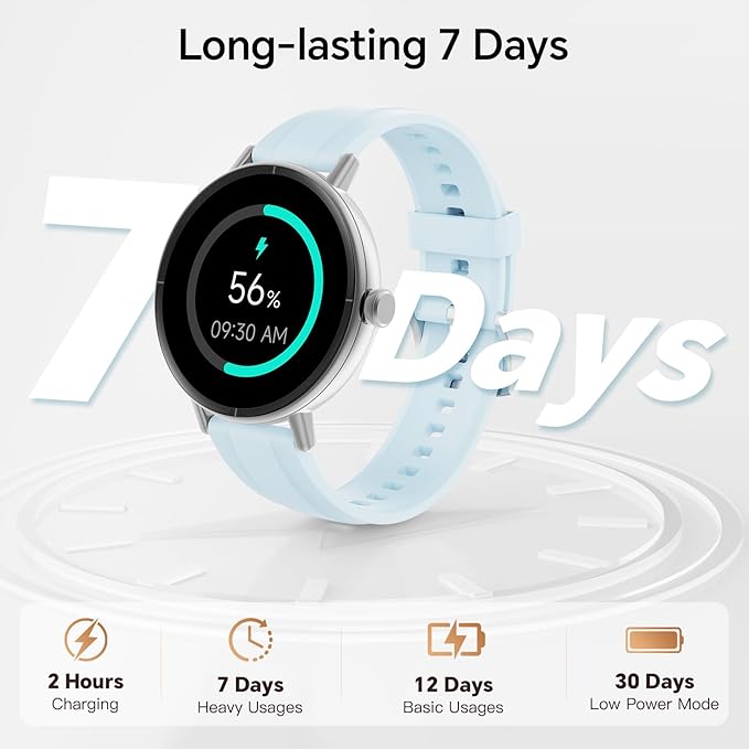 Smart Watches for Men/Women,1.27" HD Fitness Watch Answer/Make Call, Heart Rate/Sleep/SpO2，Round Smart Watch for iPhone/Samsung/Android,IP68 Waterproof，110+ Sport Mode-Blue(2 Bands)