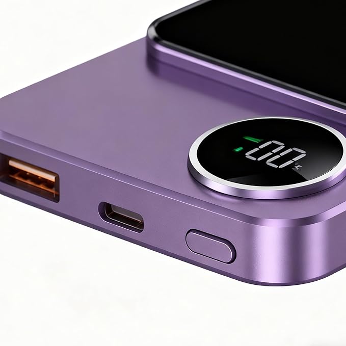 Charging Pad, Magnetic Wireless for Phone, 20000mAh Fast Charging Bank with Device Support, Quick Charge Feature, Easy Use Function, Tech Tool, Desk Accessory for Mobile, 4.09x2.68x0.75 Inches