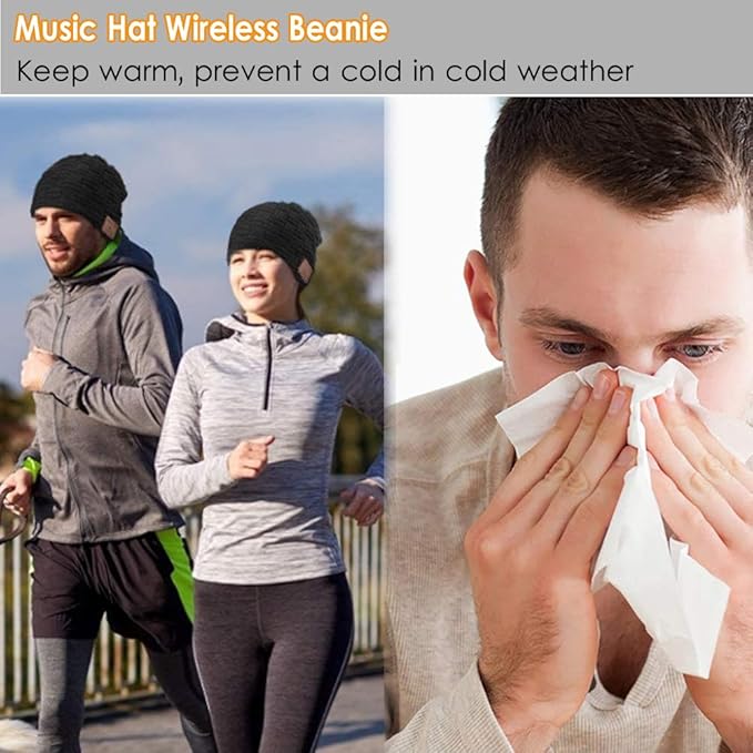 Bluetooth Beanie For Women Men Wireless Hat with Headphones Music Winter Hats Smart Beanies Headset Warm Musical Headphone with Built-in Mic Handsfree for Skiing Skateboarding Jogging Boys Girls