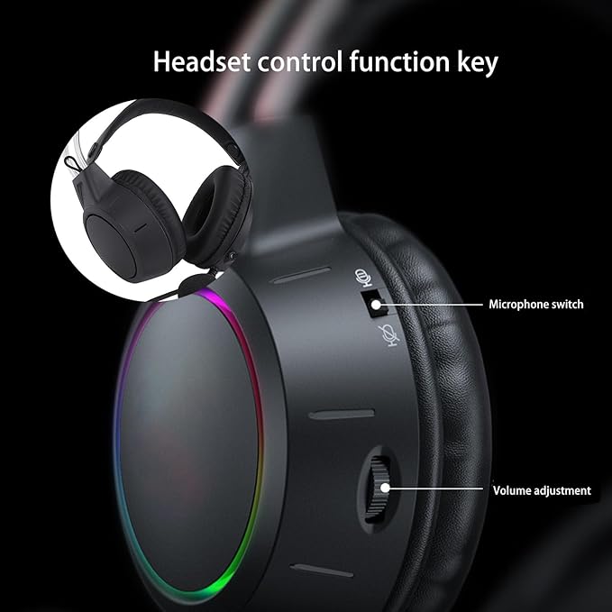 SUNGOOYUE Cat Ear Gaming Headset,with RGB Lighting 50MM Drivers Adjustable Headband Soft Cushions for PC Laptop Switch Series X S