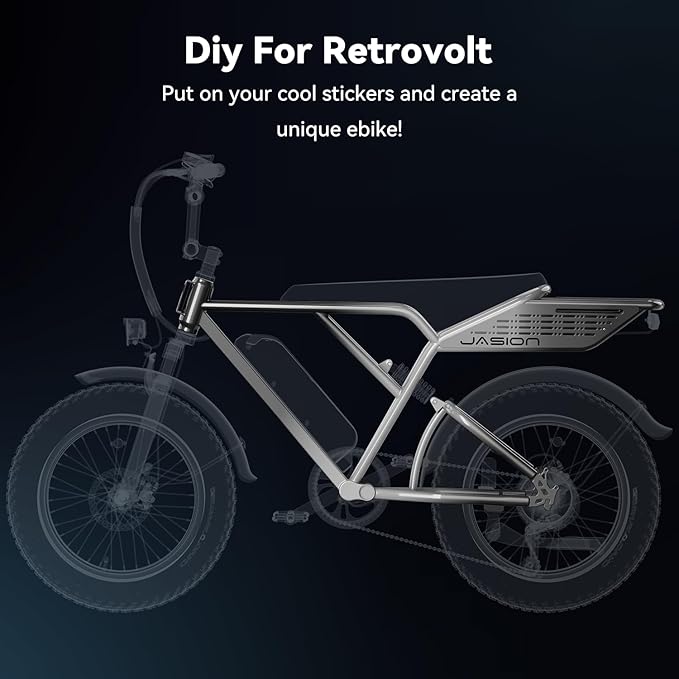 Jasion RetroVolt Electric Bike for Adults, 1500W/2000W Peak - 30/38MPH Electric Dirt Bike, 48V-52V, 13AH/20AH Battery, 65/90Miles Max Range Electric Motorcycle, 20'' X 4'' Fat Tire All-Terrain E-Bike