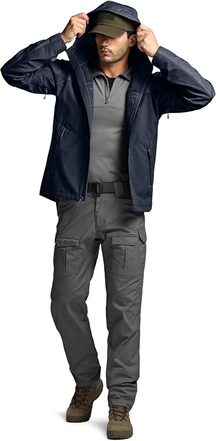 CQR Men's Tactical Softshell Jacket, Winter Warm Fleece Lined Coat, Water Resistant Outdoor Hunting Hiking Rain Windbreaker
