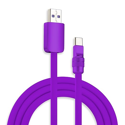 chubbycable Chubby 2.0 USB C 120W Fast Charging Cable Silicone Soft Durable USB C Cable Extra Thick Charger Cord Compatible with iPhone 17-15 Series iPad, Purple+Purple, USB-A to Type-C, 4.9FT