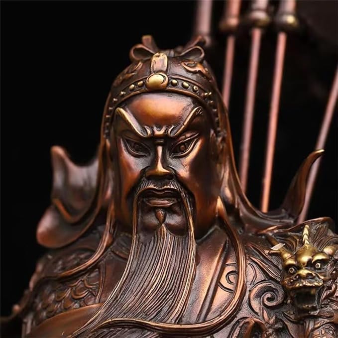 burid Pure Copper Chinese Feng Shui Guan Gong Statue God of Wealth Home and Office Decoration Wu God of Wealth Guan Yu Statue Best Furnishings Gifts, 15*13*32CM，2.5KG