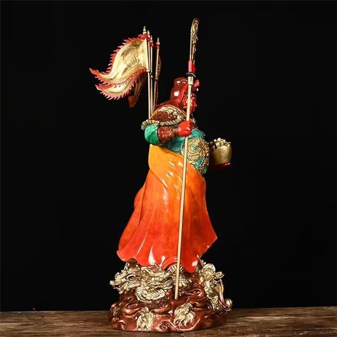 burid Pure Copper Chinese Feng Shui Guan Gong Statue God of Wealth Home and Office Decoration Wu God of Wealth Guan Yu Statue Best Furnishings Gifts, 26*24*57CM，10.0KG