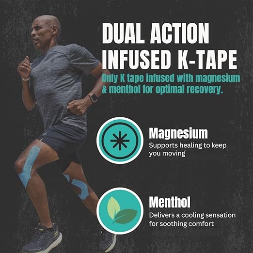 Heali Kinesiology Tape with Magnesium and Menthol, 20 Pcs Precut Strips, K Tape Roll, Knees, Physical Therapy Sports Tape for Muscles and Joints, Water Resistant, Blue Inspo