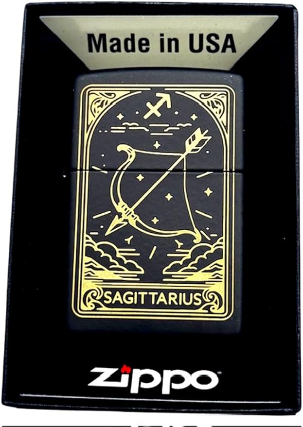 Zippo Lighter - Personalized Custom Message Engraved on Backside Zodiac, Horoscope Signs (Sagittarius)