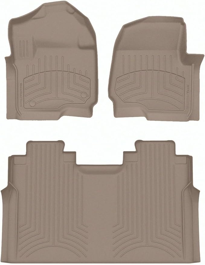 WeatherTech FloorLiner HP Custom Fit Floor Mats for Ford Super Duty - 1st & 2nd Row (4510121IM-456974IM), Tan