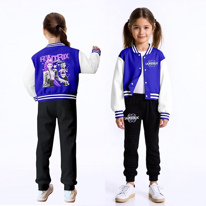 HUEAHDOU Demon Movie Hunters Unisex Kids Cute Cartoon Hoodie Set Kids Casual Long Sleeve Pullover Sweatshirt and Pants Set