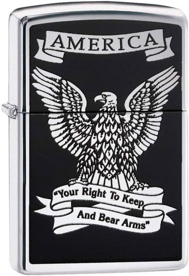 Personalized American Classic Elegant Design Lighter Zippo - Free Engraving - Christmas, Halloween & Valentines Day Gift (Silver BK)