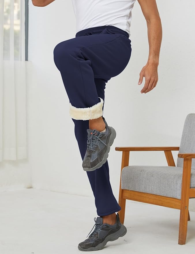 Gihuo Men's Winter Fleece Pants Sherpa Lined Sweatpants Active Running Jogger Pants