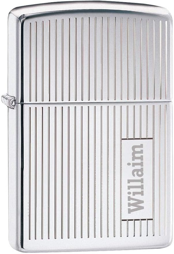 Personalized The Striped Design HIGH Polish Chrome ZIPPO Lighter - Free Engraving - Christmas, Halloween & Valentines Day Gift